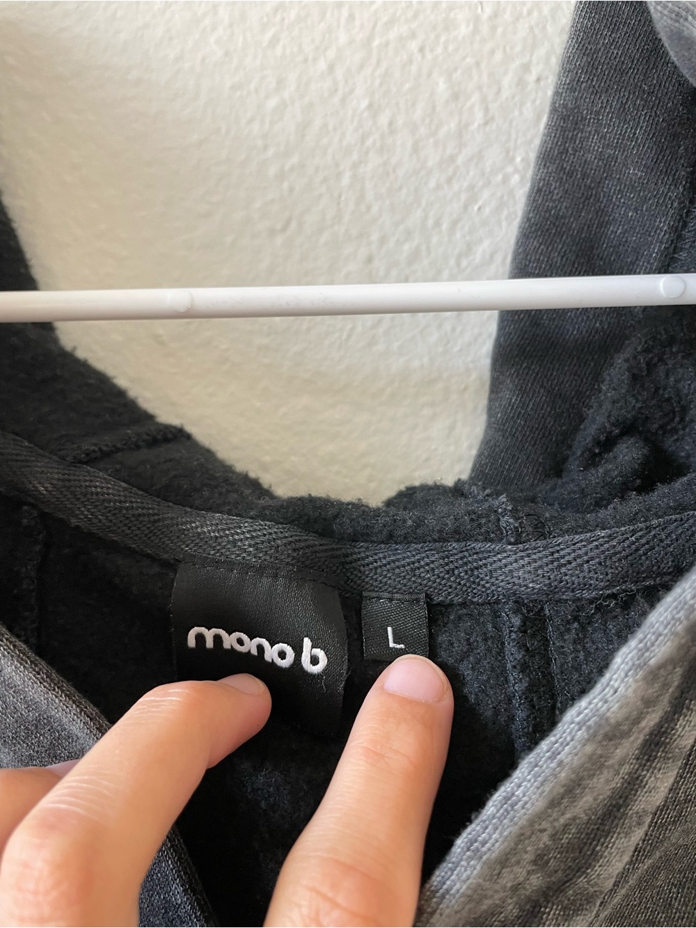 Mono B Black Hoodie with Logo Tag - Picture 2 of 4